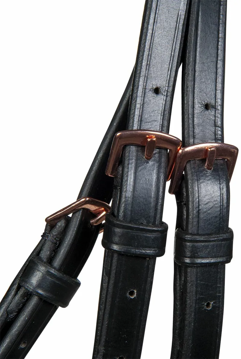 HKM Rose Gold Glamour Flash Bridle in Black-2